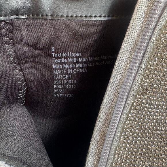 A New Day silver metallic studded jeweled heeled pointed toe booties SIZE 8 - Picture 9 of 10